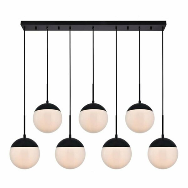 Cling Eclipse 7 Lights Pendant Ceiling Light with Frosted White Glass, Black CL1539121